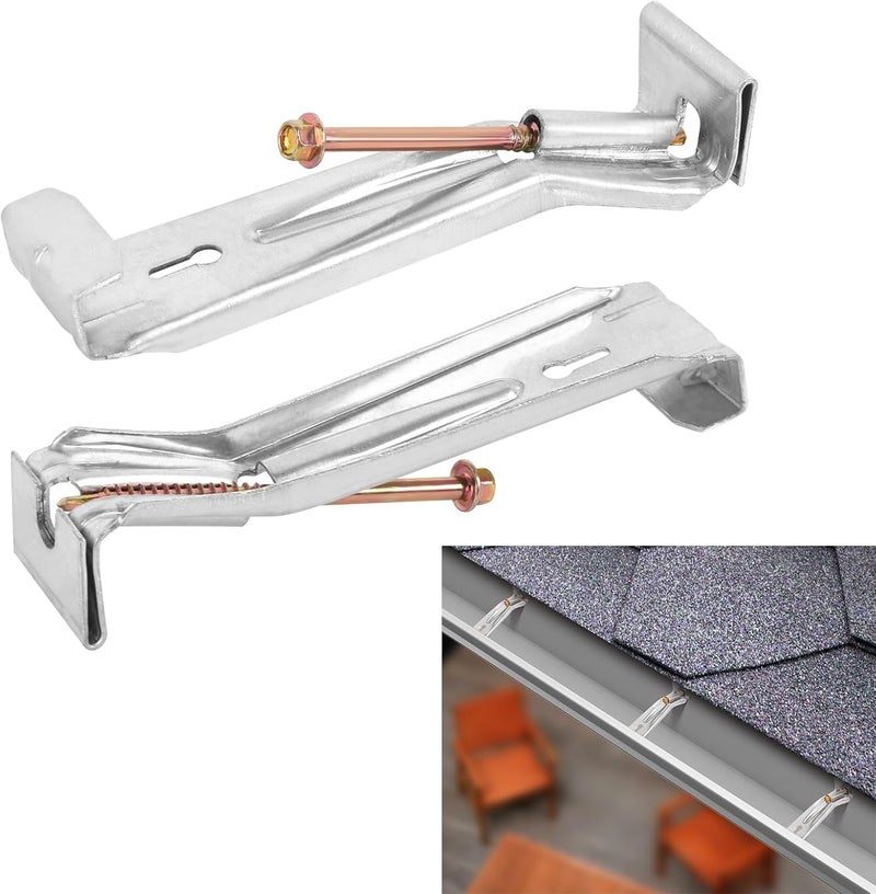 KishYa 50 Pack Gutter Hangers, Gutter Hangers 5 Inch, Rain Gutter Hangers, Heavy Duty Gutter Hangers with a Pre Inserted Rust Resistant Screw, Hidden Gutter Hangers for 5" K Style Aluminum Gutters - Image 1